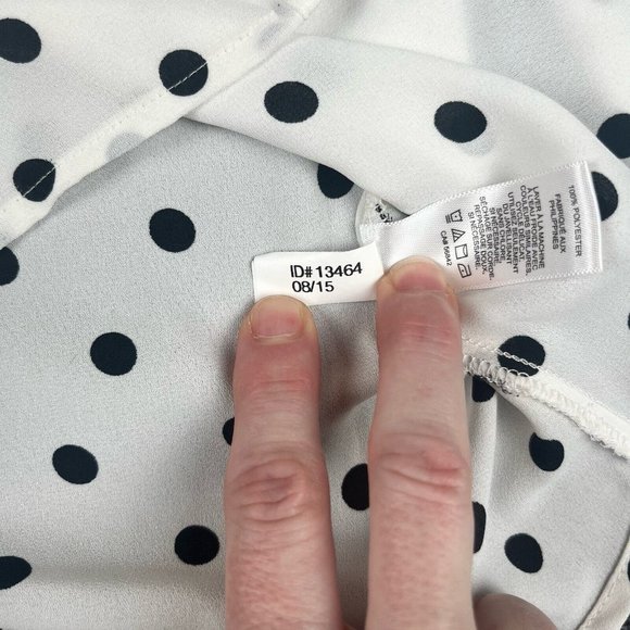 Express Lot Of 2 Blouses Shirts Black White Polka Dot Portofino Green Women's M - Picture 7 of 16